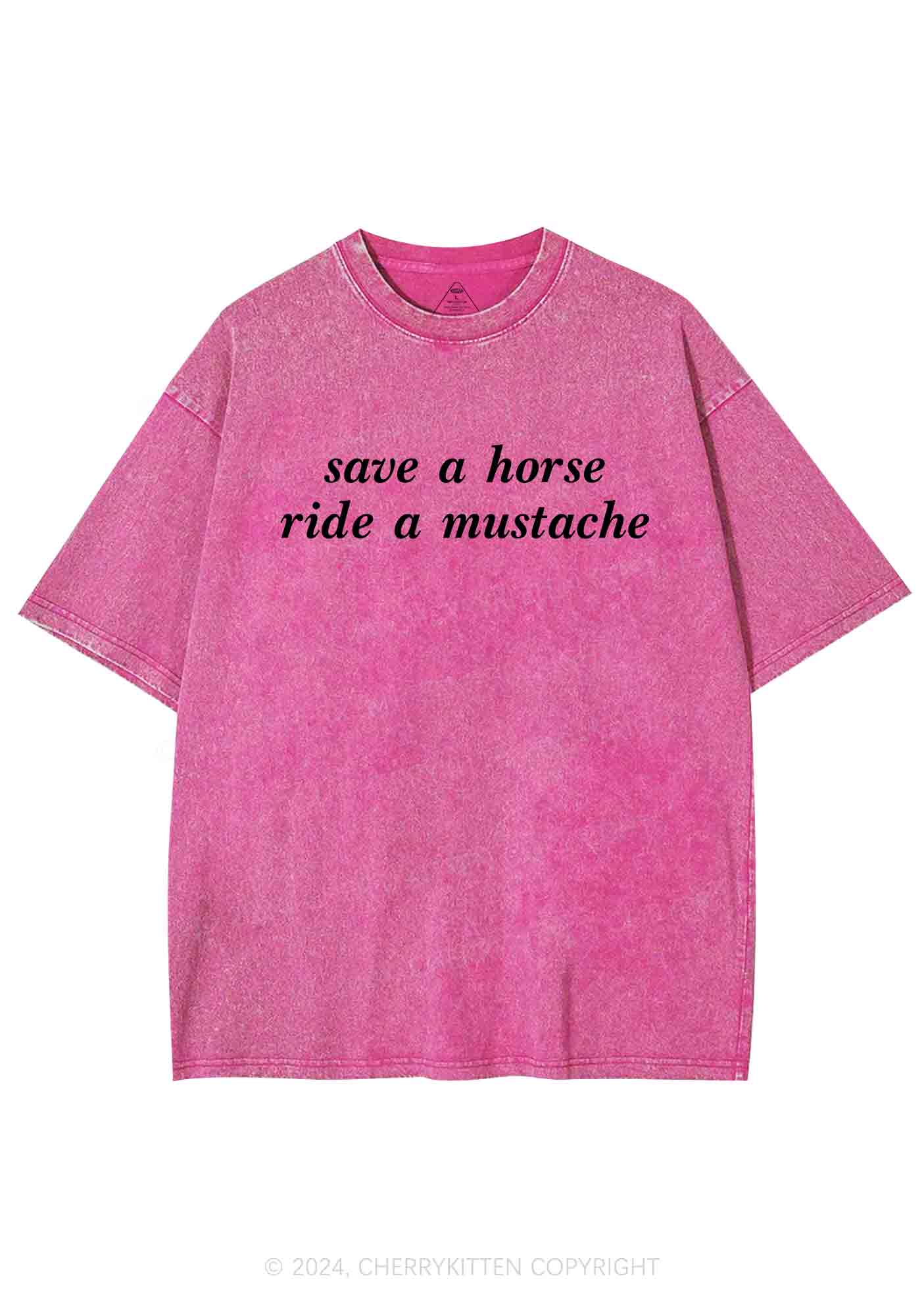 Ride A Mustache Y2K Washed Tee Cherrykitten