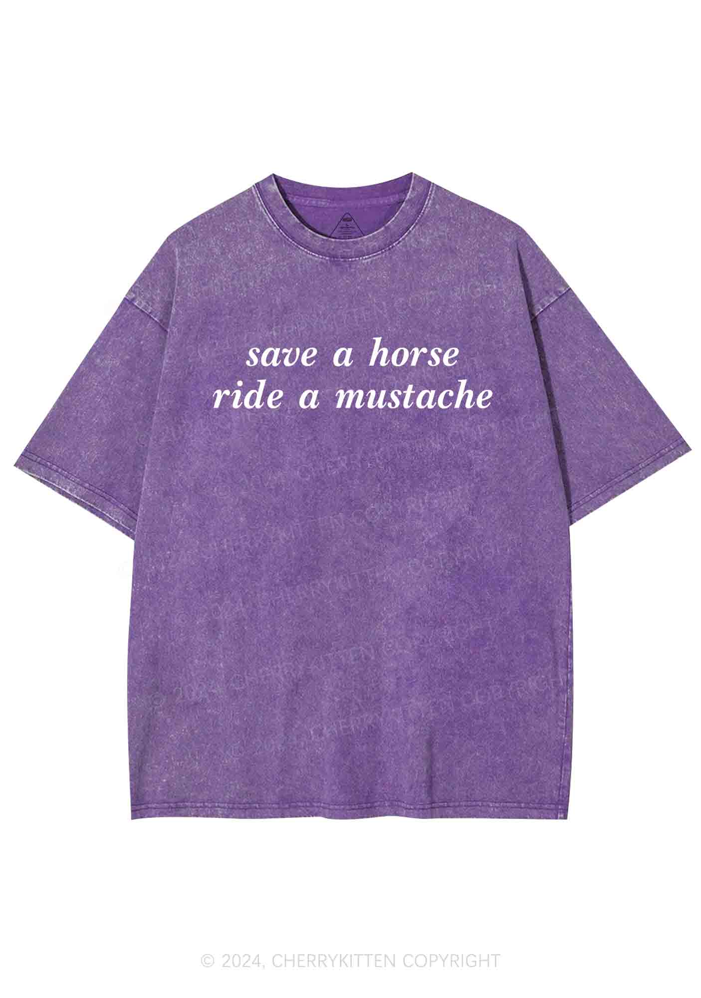 Ride A Mustache Y2K Washed Tee Cherrykitten