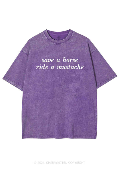 Ride A Mustache Y2K Washed Tee Cherrykitten