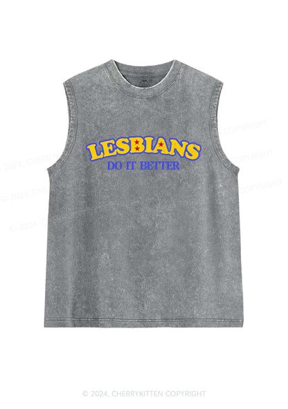 Lesbians Do It Better Y2K Washed Tank Cherrykitten