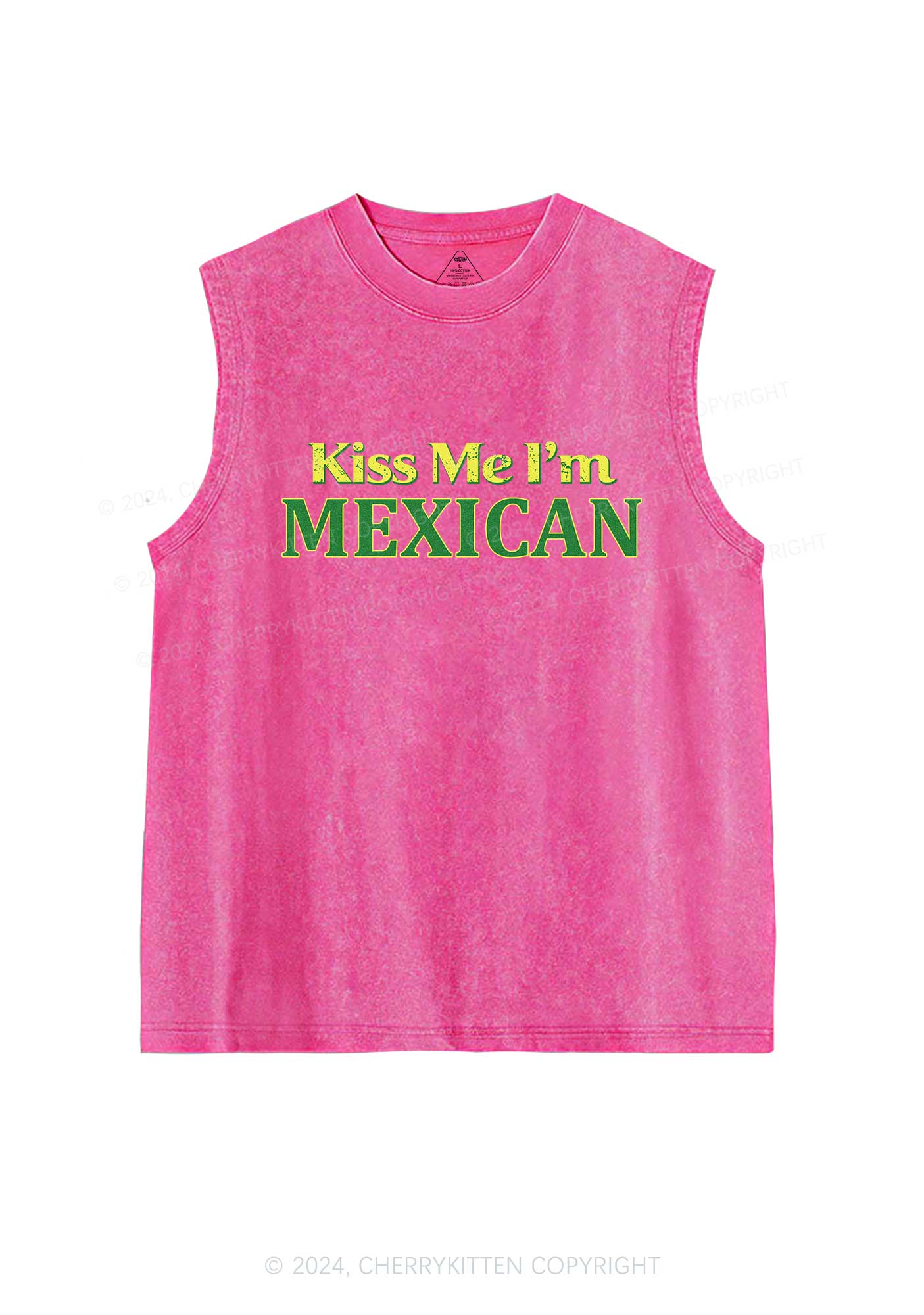 Kiss Me Im Mexican St Patricks Y2K Washed Tank Cherrykitten