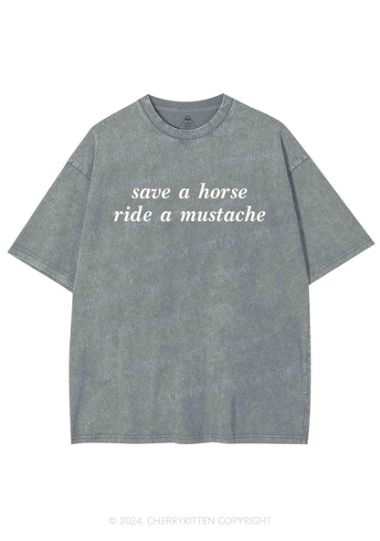 Ride A Mustache Y2K Washed Tee Cherrykitten