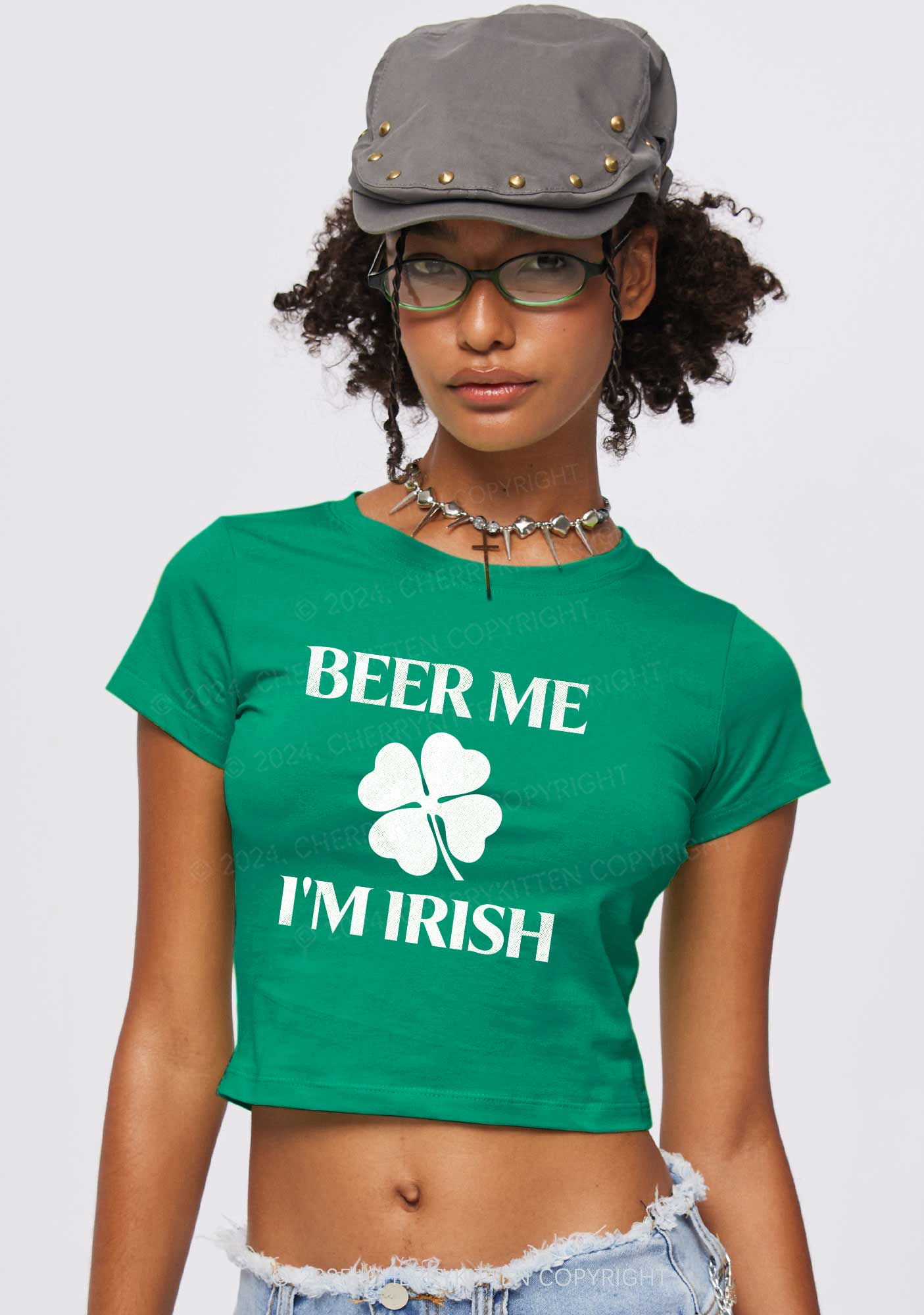 Beer Irish St Patricks Y2K Baby Tee Cherrykitten