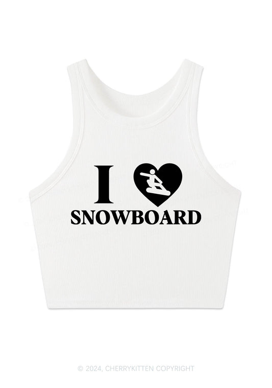 I Love Snowboard Y2K Crop Tank Top Cherrykitten