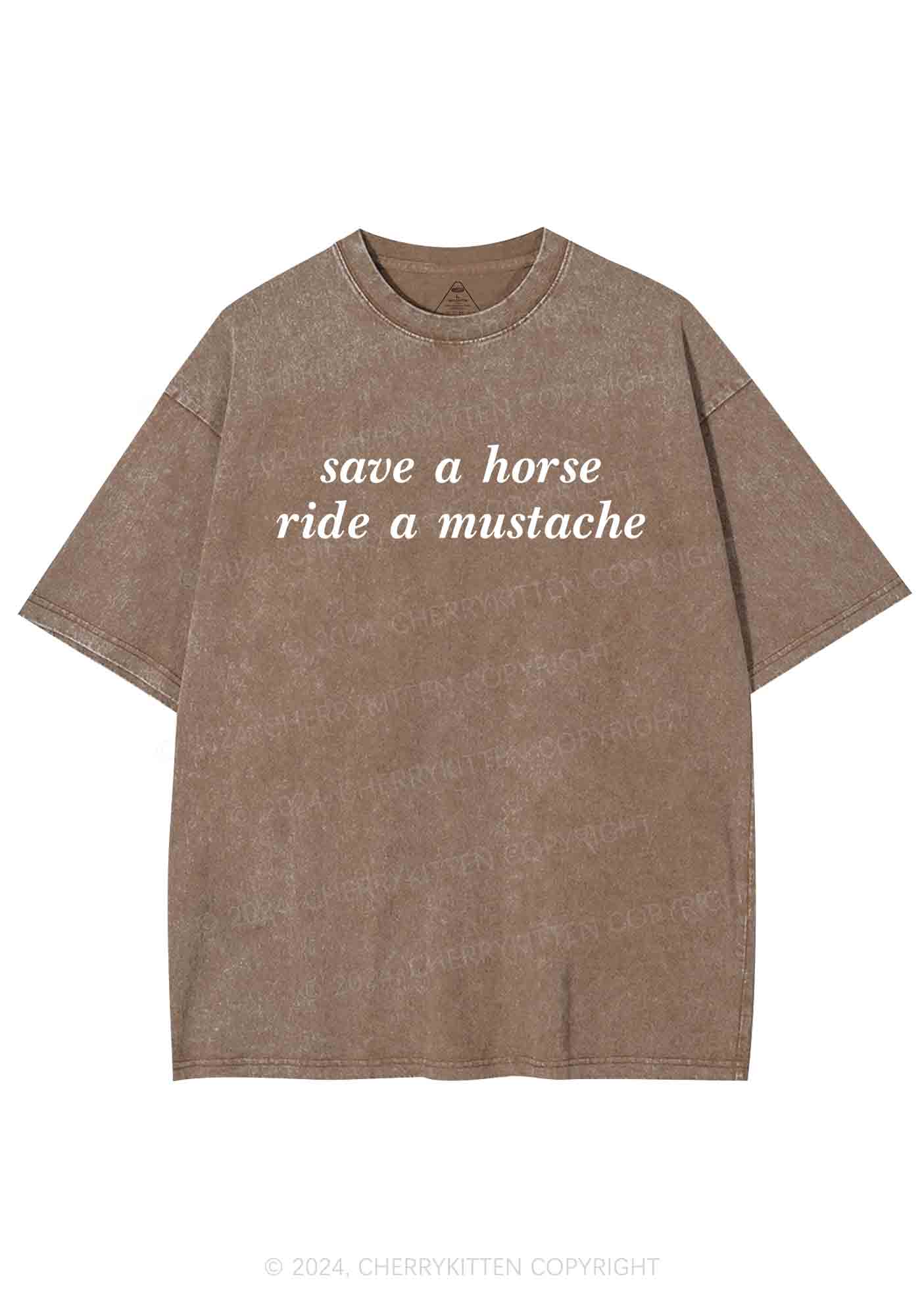 Ride A Mustache Y2K Washed Tee Cherrykitten