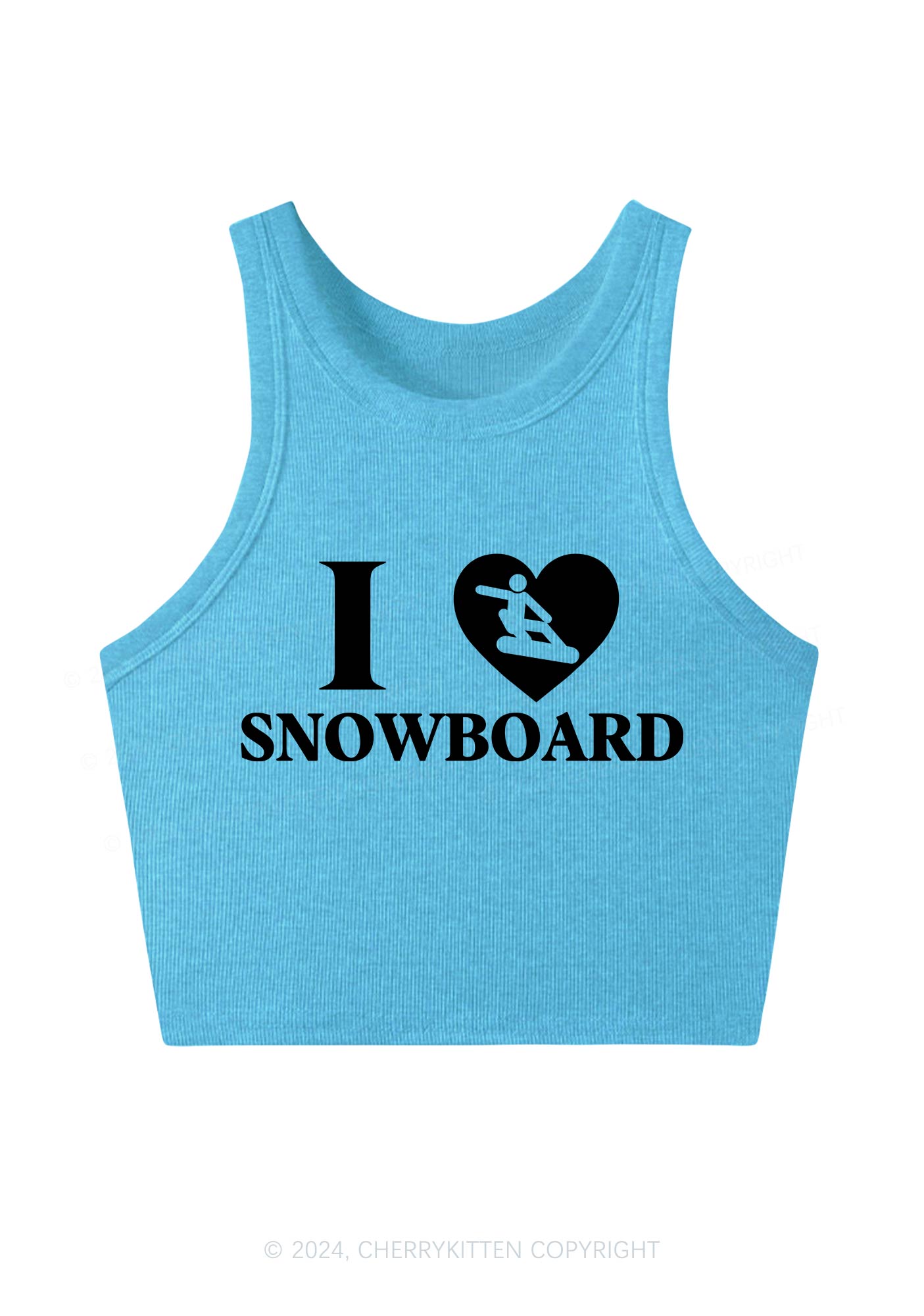 I Love Snowboard Y2K Crop Tank Top Cherrykitten