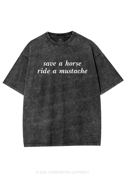 Ride A Mustache Y2K Washed Tee Cherrykitten