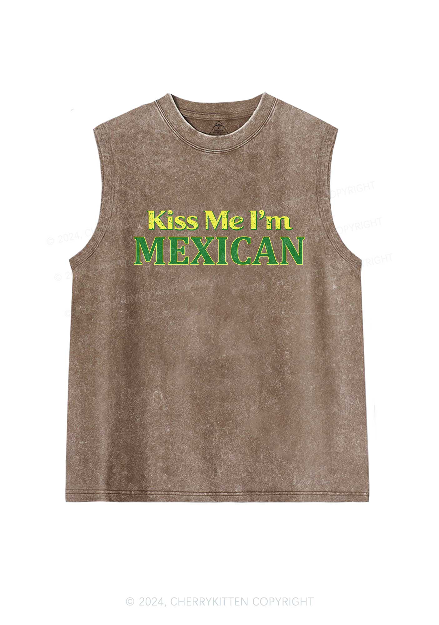 Kiss Me Im Mexican St Patricks Y2K Washed Tank Cherrykitten