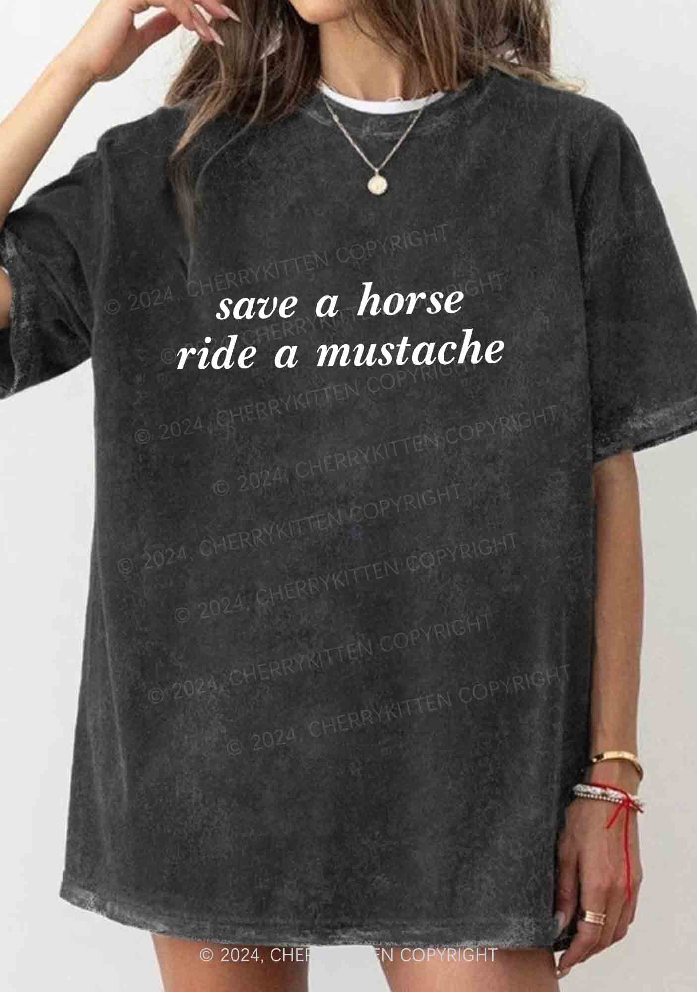 Ride A Mustache Y2K Washed Tee Cherrykitten