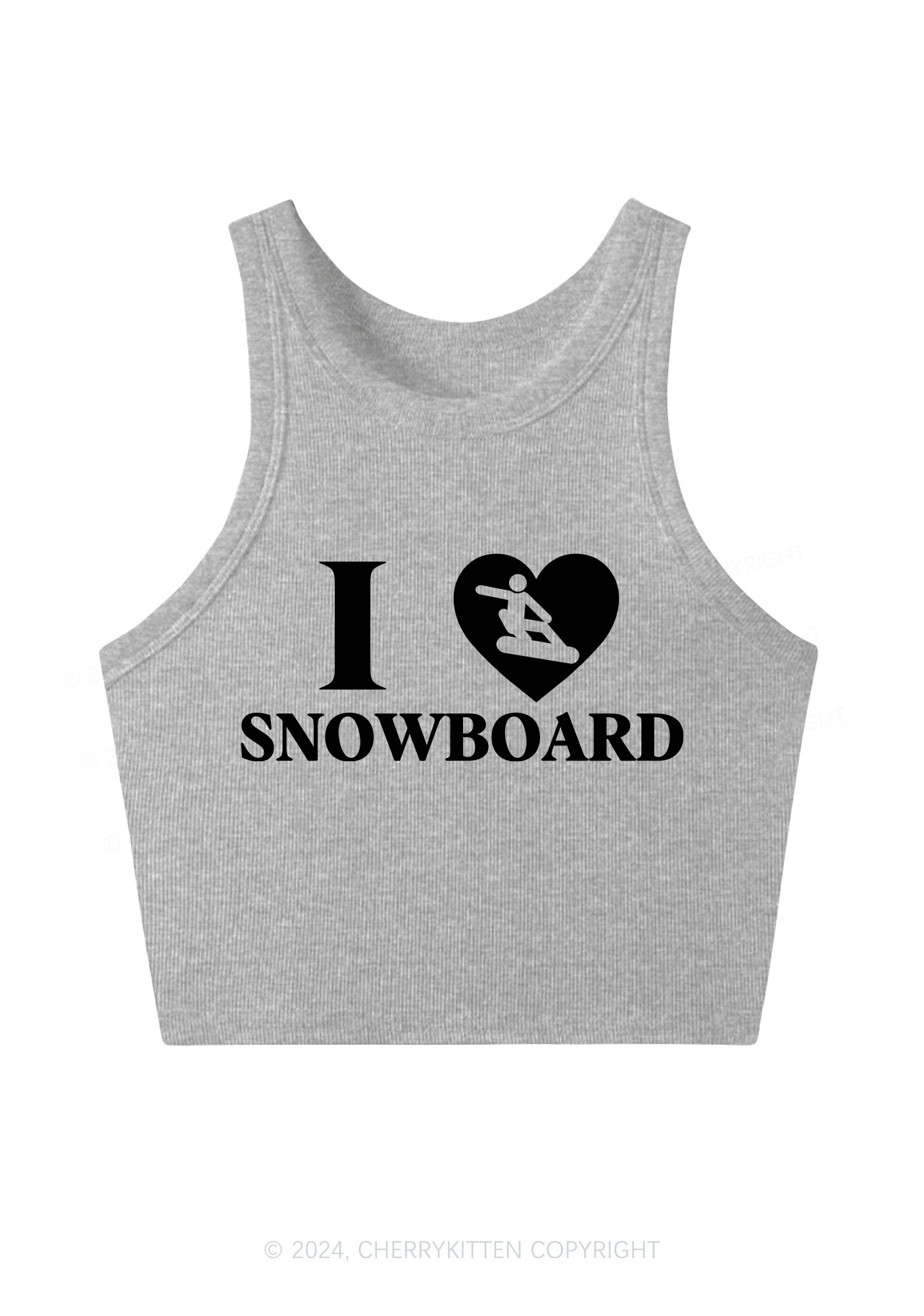 I Love Snowboard Y2K Crop Tank Top Cherrykitten