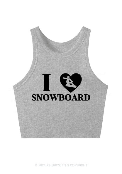 I Love Snowboard Y2K Crop Tank Top Cherrykitten