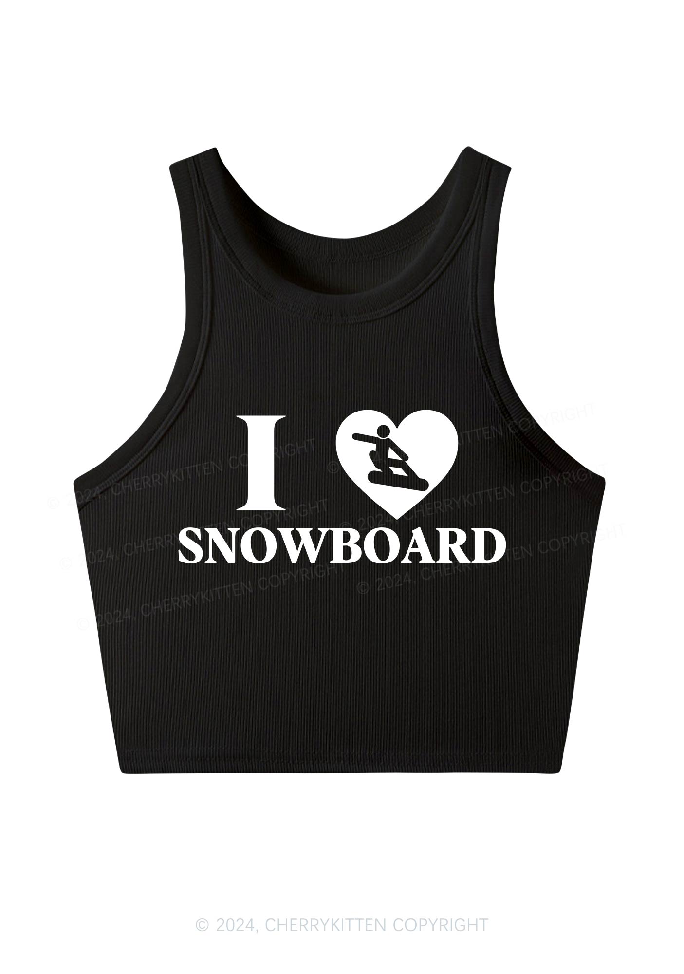 I Love Snowboard Y2K Crop Tank Top Cherrykitten