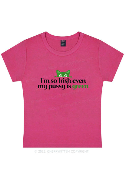 Green Puxxy St Patricks Y2K Baby Tee Cherrykitten