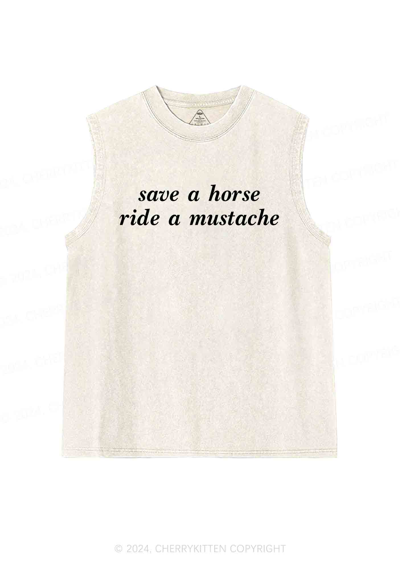 Ride A Mustache Y2K Washed Tank Cherrykitten