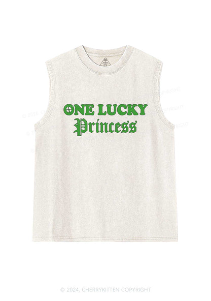 One Lucky Princess St Patricks Y2K Washed Tank Cherrykitten