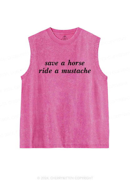 Ride A Mustache Y2K Washed Tank Cherrykitten