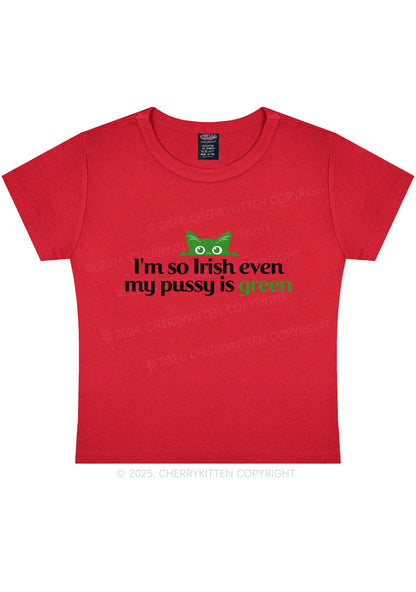 Green Puxxy St Patricks Y2K Baby Tee Cherrykitten