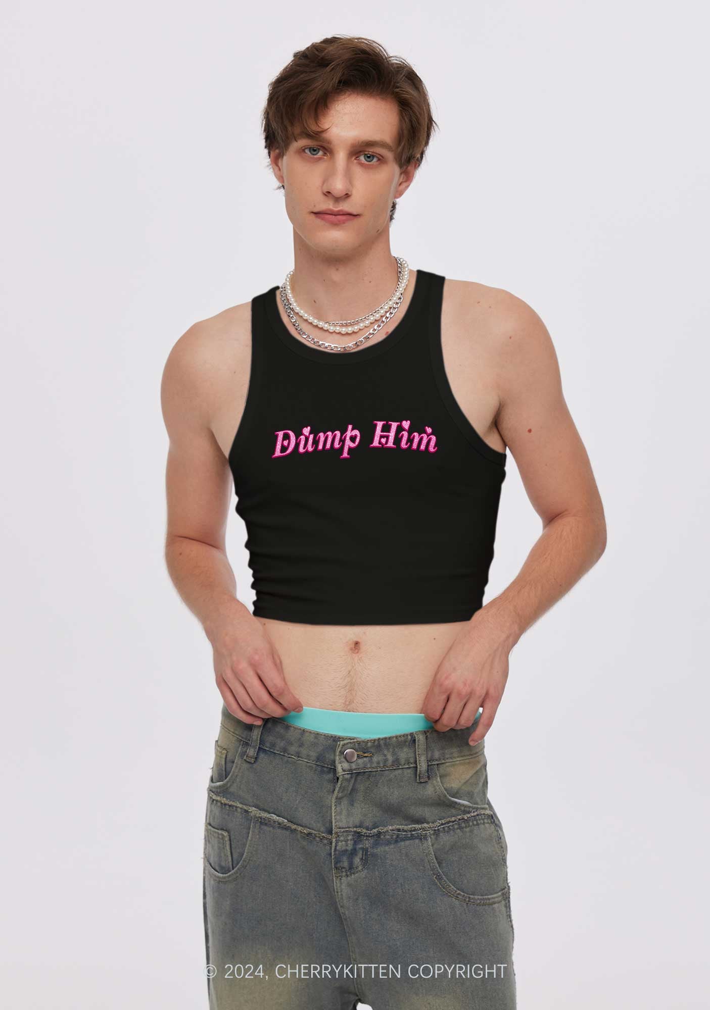 Dump Him Y2K Valentine's Day Crop Tank Top Cherrykitten