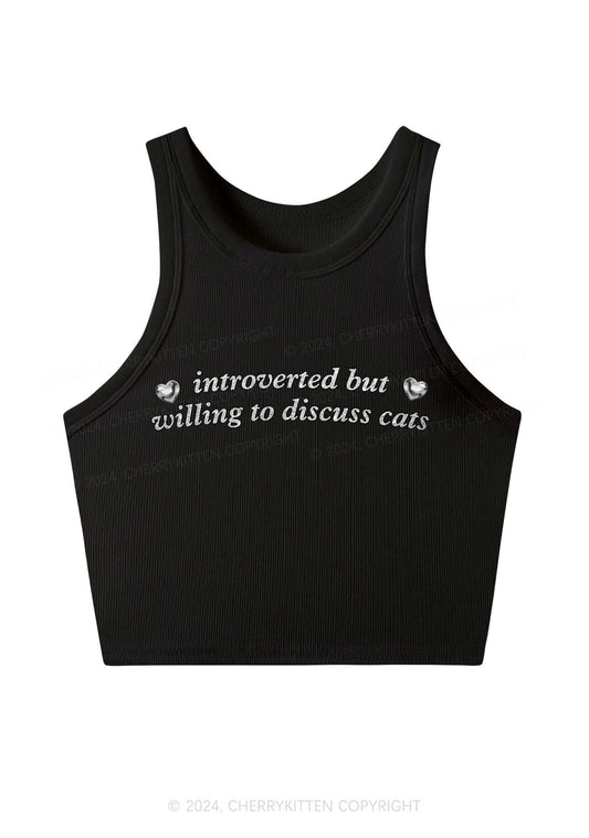 Willing To Discuss Cats Y2K Crop Tank Top Cherrykitten