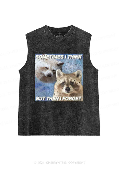 Raccoon Sometimes Think Y2K Washed Tank Cherrykitten