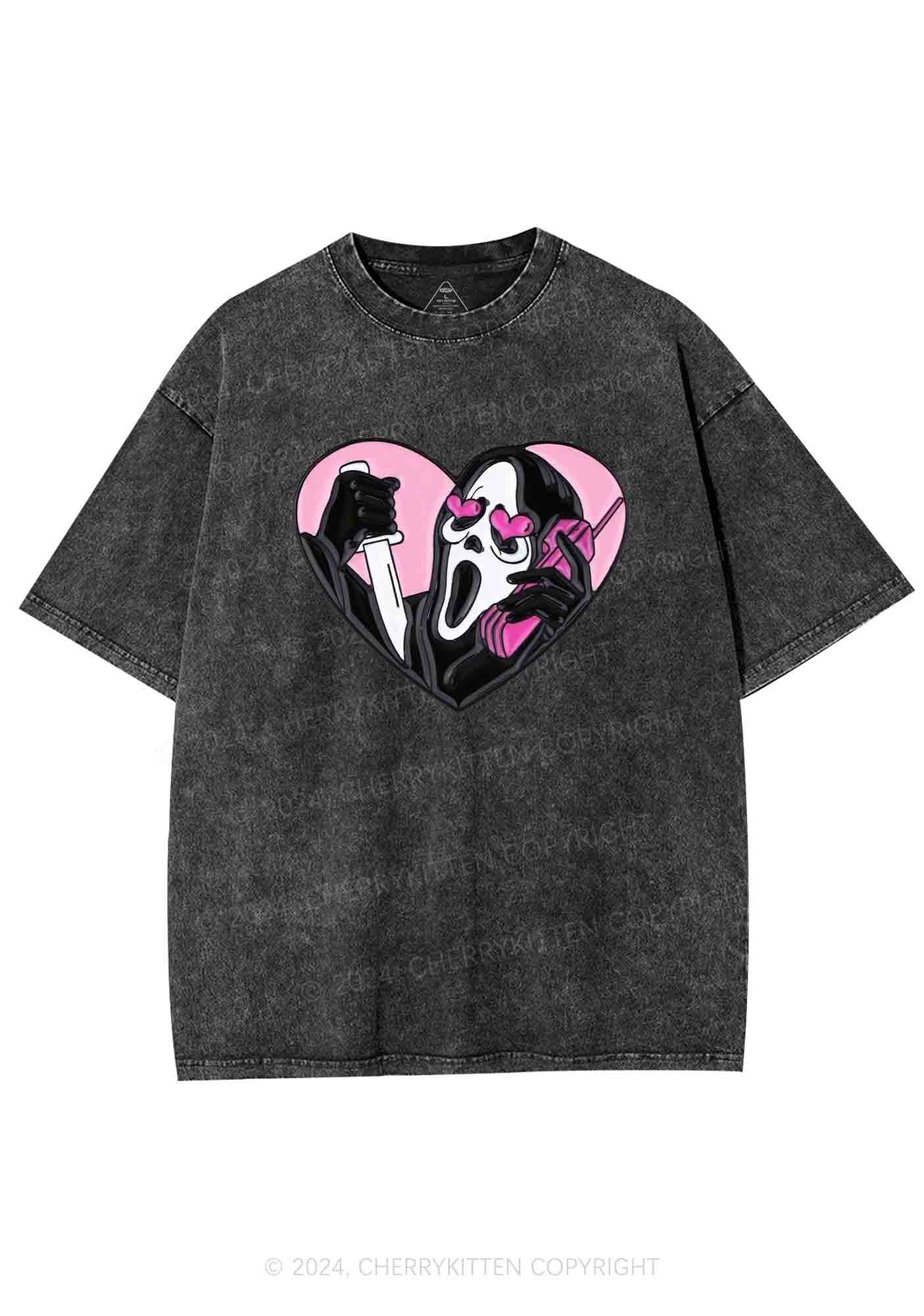 Halloween Ghost Calling Y2K Washed Tee Cherrykitten