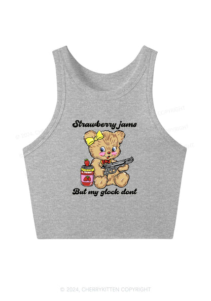 Strawberry Jams Bear Y2K Crop Tank Top Cherrykitten