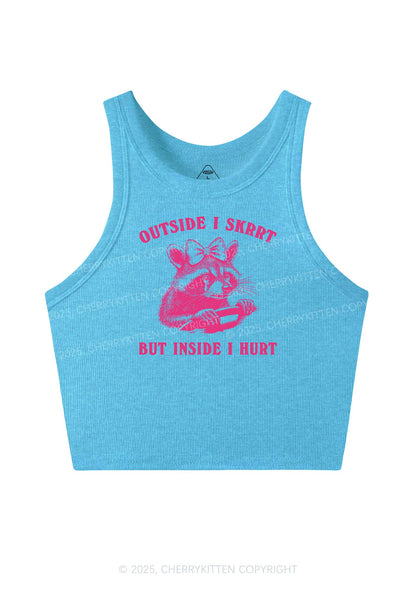 Outside I Skrrt Raccoon Y2K Crop Tank Top Cherrykitten