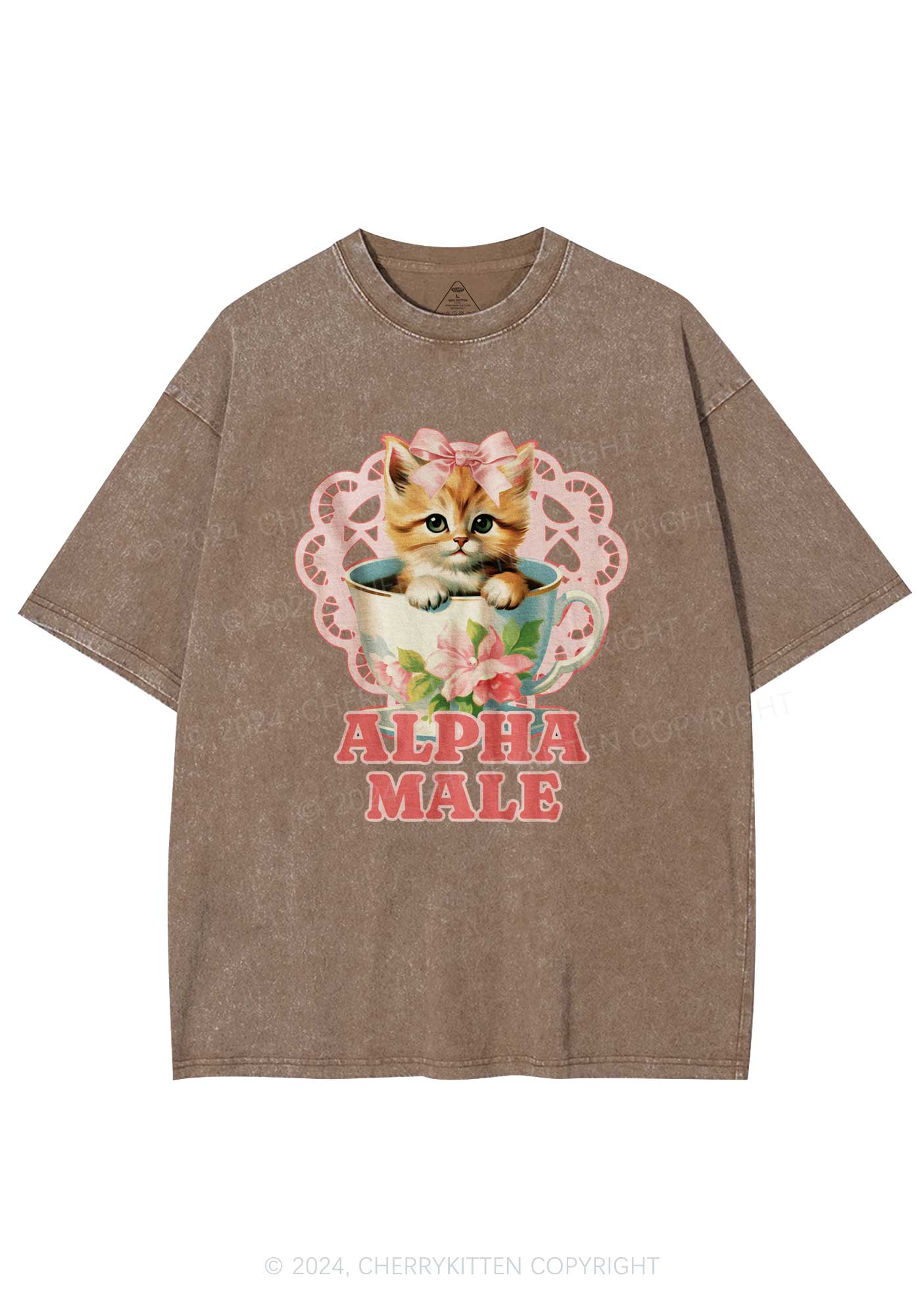 Alpha Male Cup Kitten Y2K Washed Tee Cherrykitten