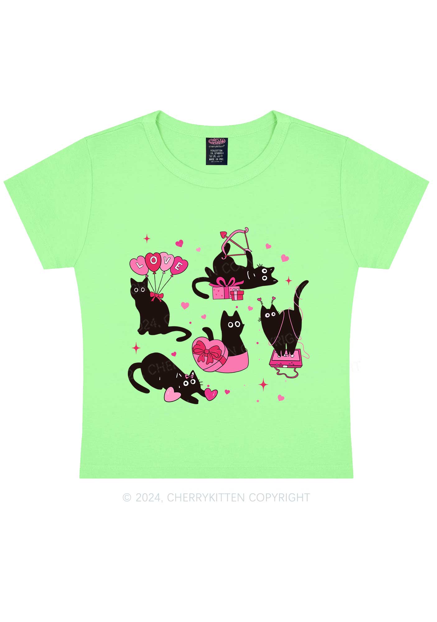 Black Kitten Y2K Valentine's Day Baby Tee Cherrykitten