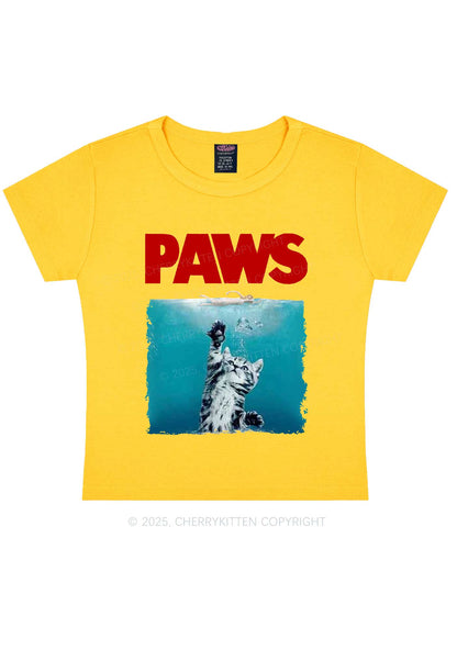 Paws Jaws Cat Y2K Baby Tee Cherrykitten