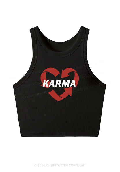 Karma Heart Y2K Crop Tank Top Cherrykitten