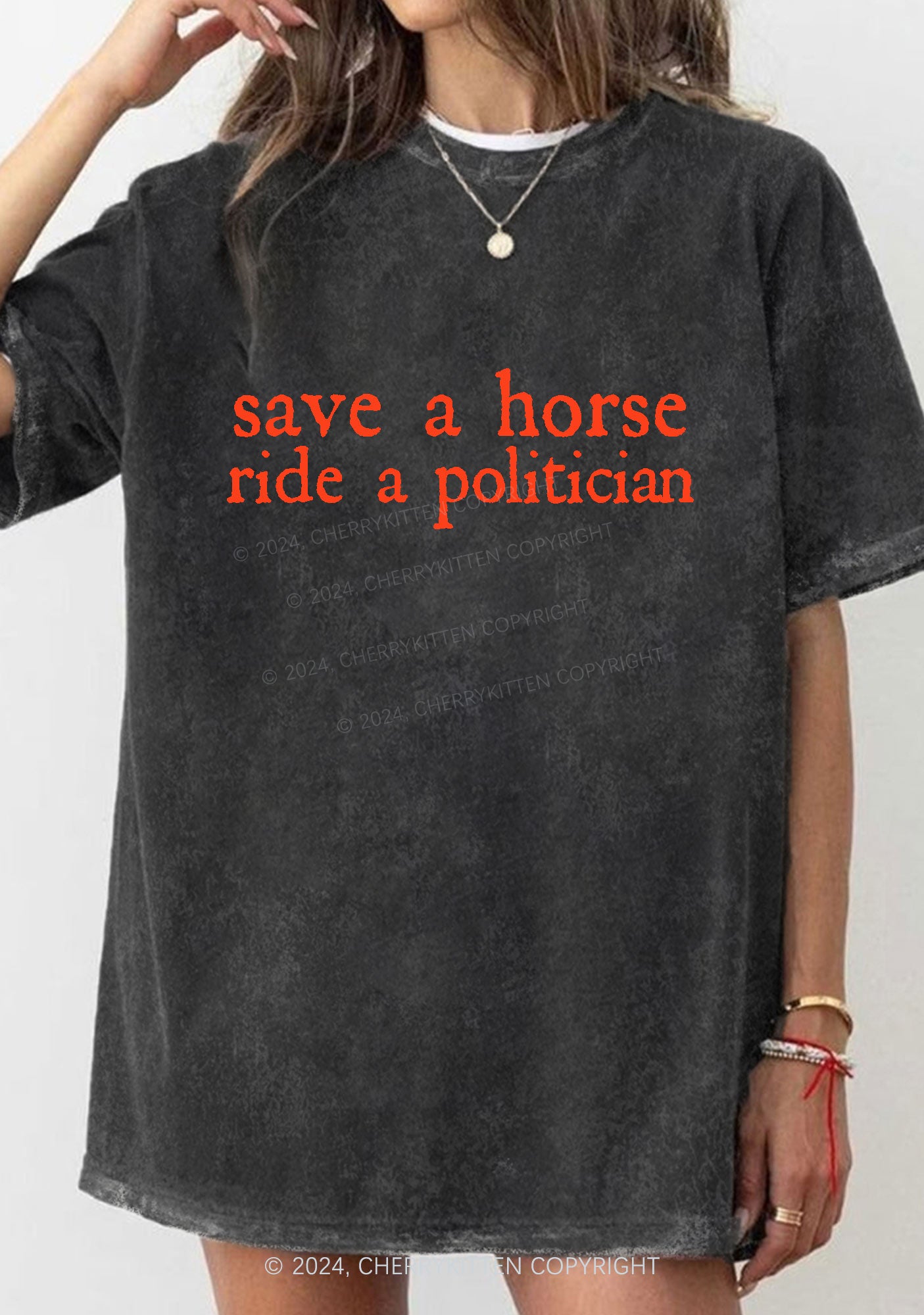 Ride A Politician Y2K Washed Tee Cherrykitten