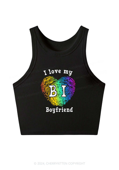 Love My Bi Boyfriend Y2K Crop Tank Top Cherrykitten