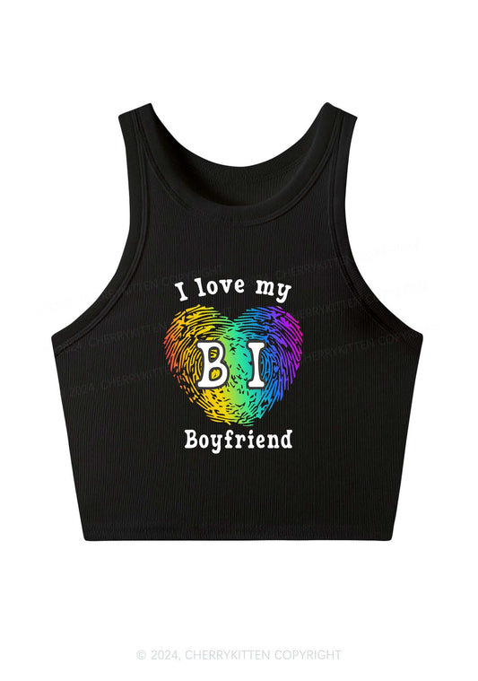 Love My Bi Boyfriend Y2K Crop Tank Top Cherrykitten