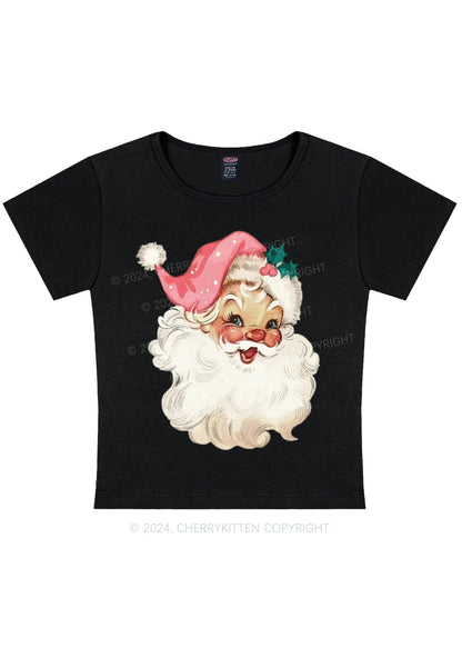 Christmas Pink Santa Y2K Baby Tee Cherrykitten