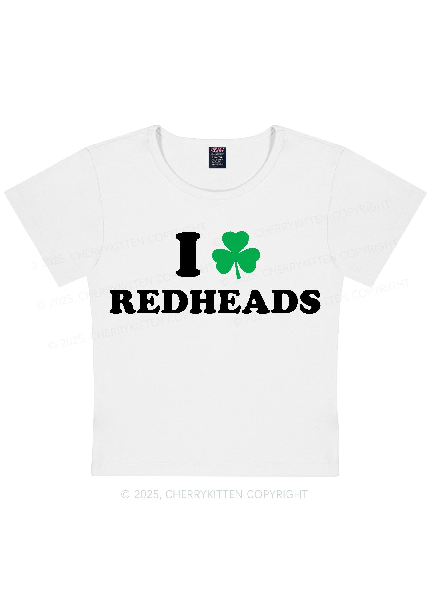 I Love Redheads St Patricks Y2K Baby Tee Cherrykitten