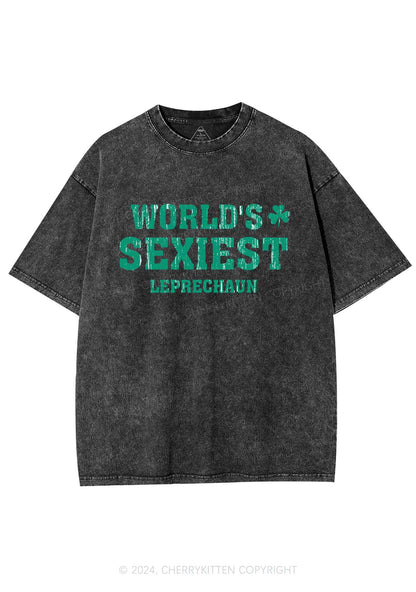 Worlds Sexiest Leprechaun St Patricks Y2K Washed Tee Cherrykitten