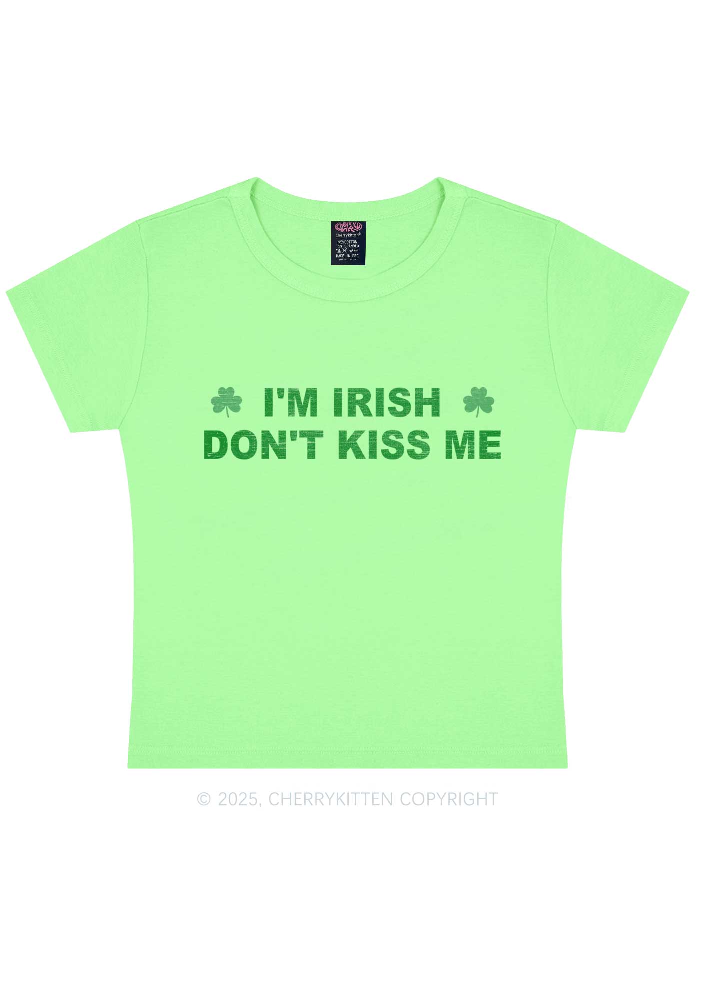 Dont Kiss Irish St Patricks Y2K Baby Tee Cherrykitten