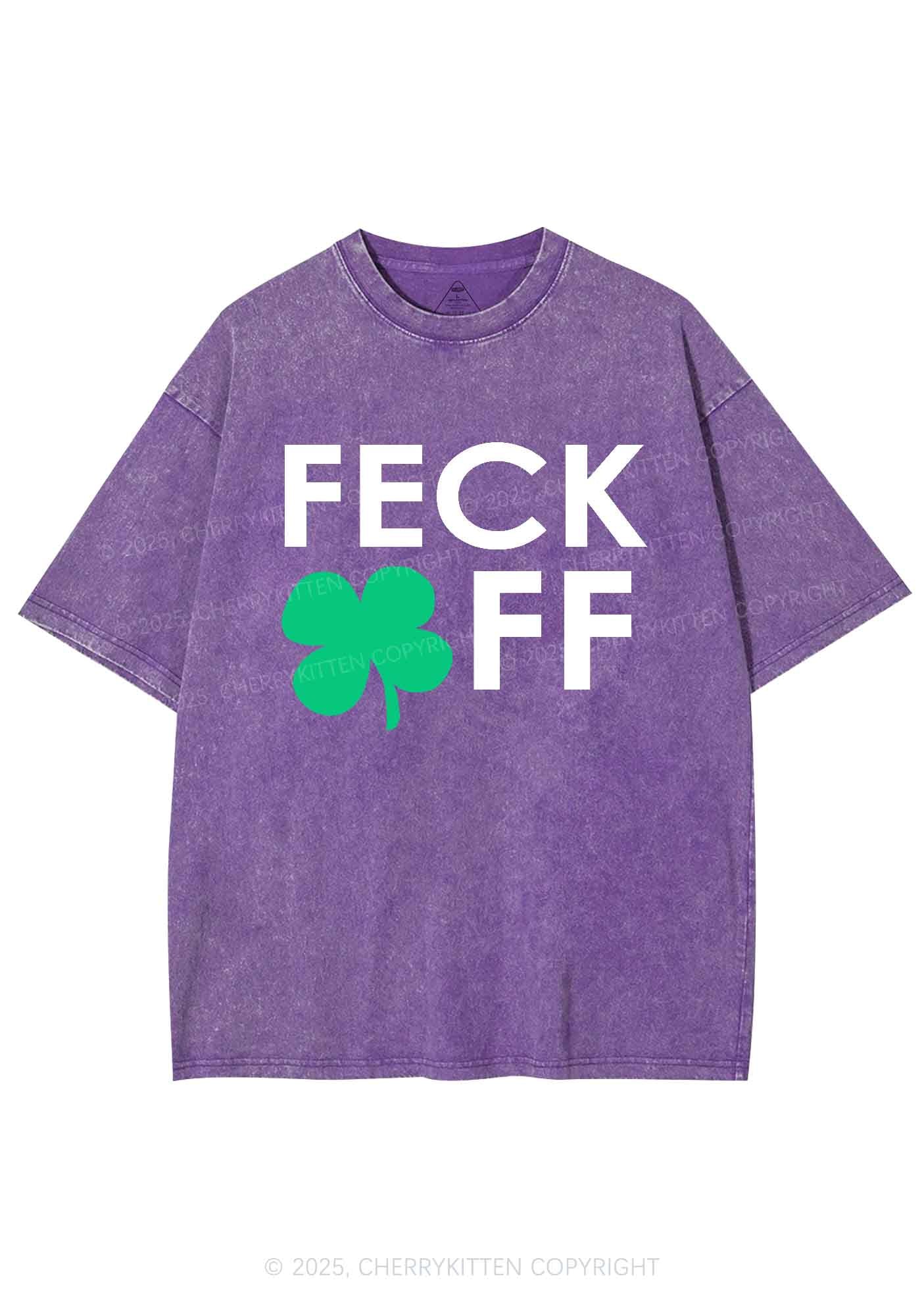 Feck Off St Patricks Y2K Washed Tee Cherrykitten