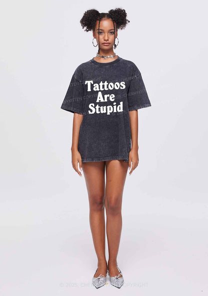 Tattoos Are Stupid Y2K Washed Tee Cherrykitten