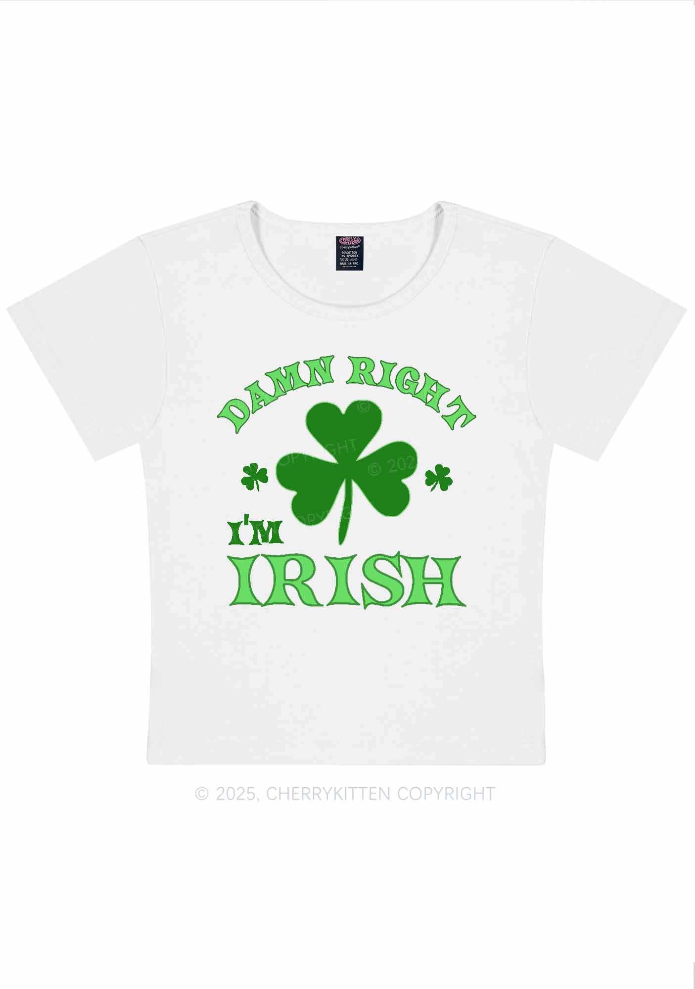 Damn Right Im Irish St Patricks Y2K Baby Tee Cherrykitten