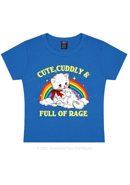 Cuddly Cat Full Of Rage Y2K Baby Tee Cherrykitten