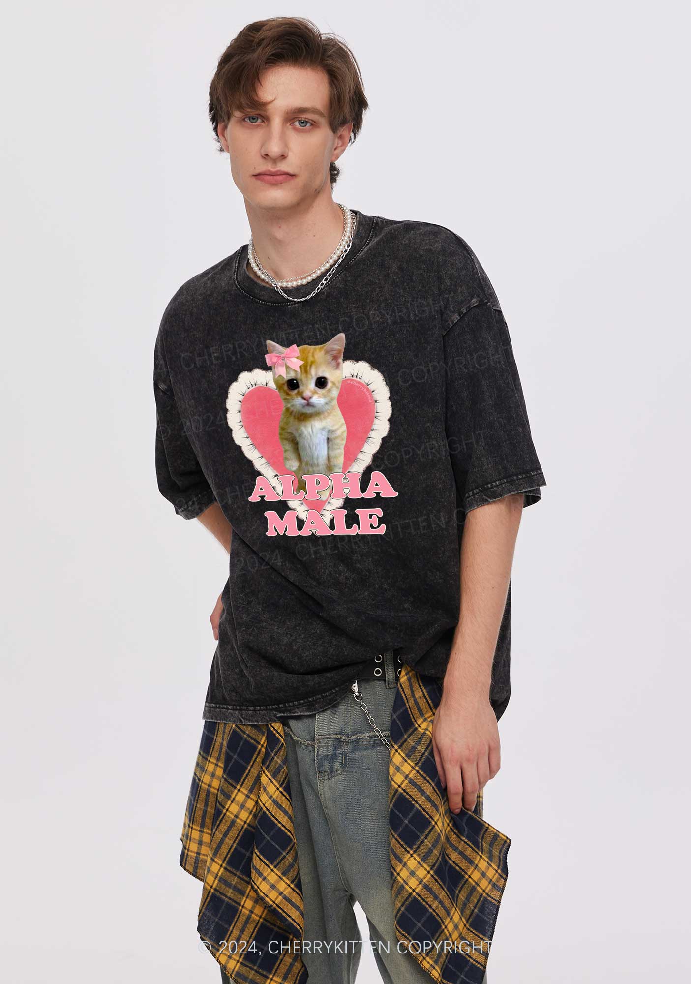 Alpha Male Kitten Y2K Washed Tee Cherrykitten