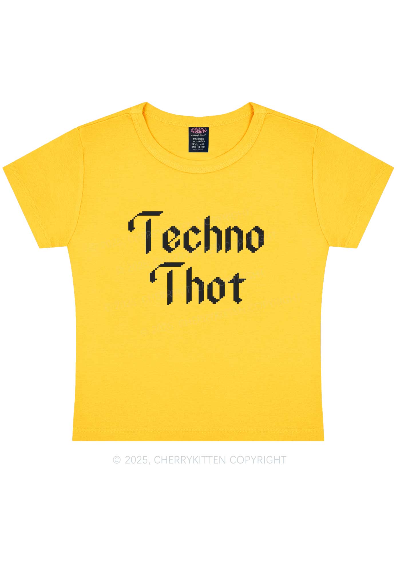 Techno Thot Y2K Baby Tee Cherrykitten