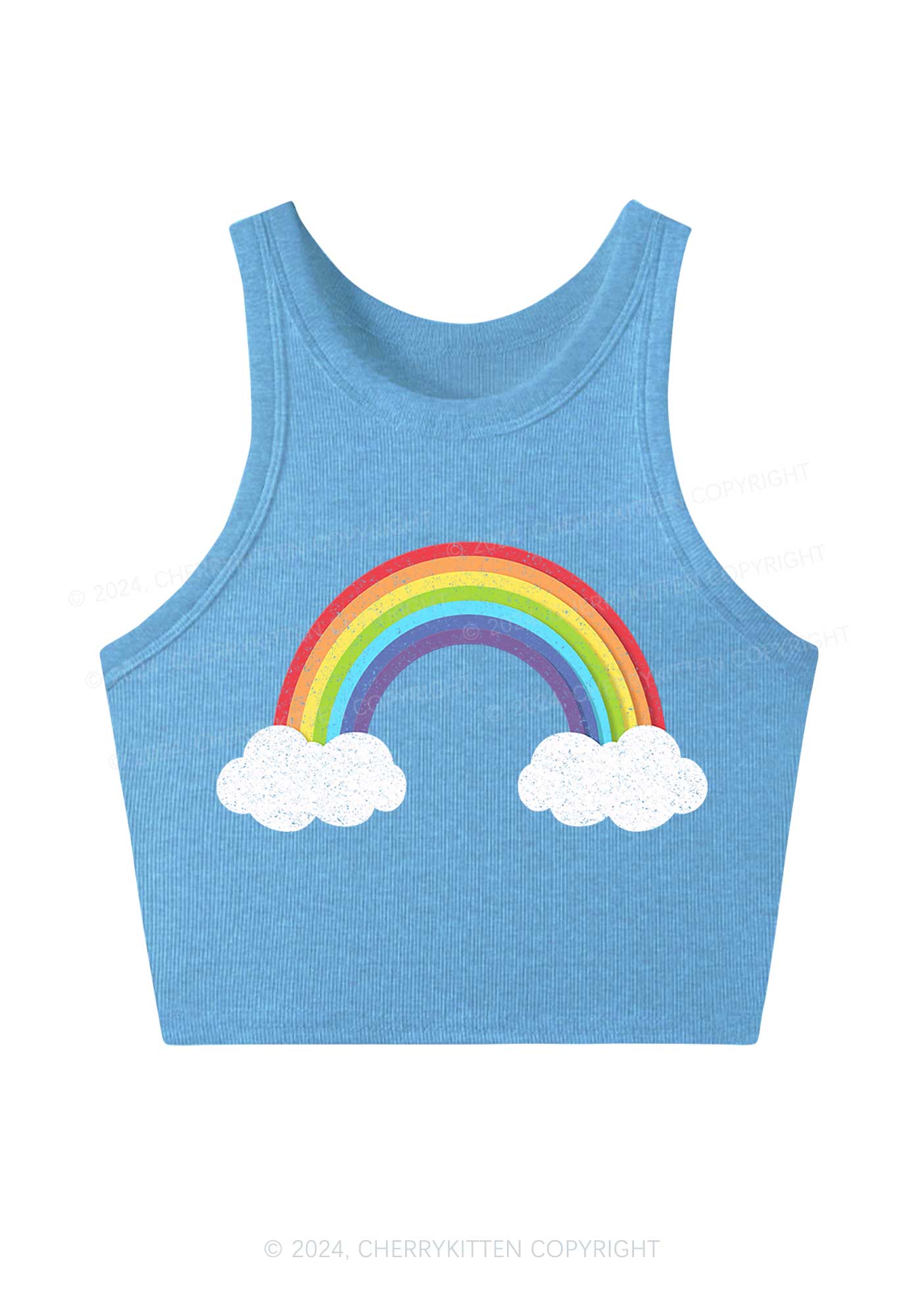 Rainbow Cloud Y2K Crop Tank Top Cherrykitten