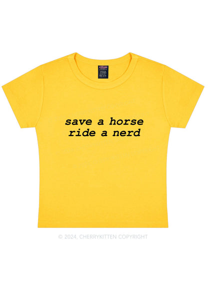 Save Horse Ride Nerd Y2K Baby Tee Cherrykitten