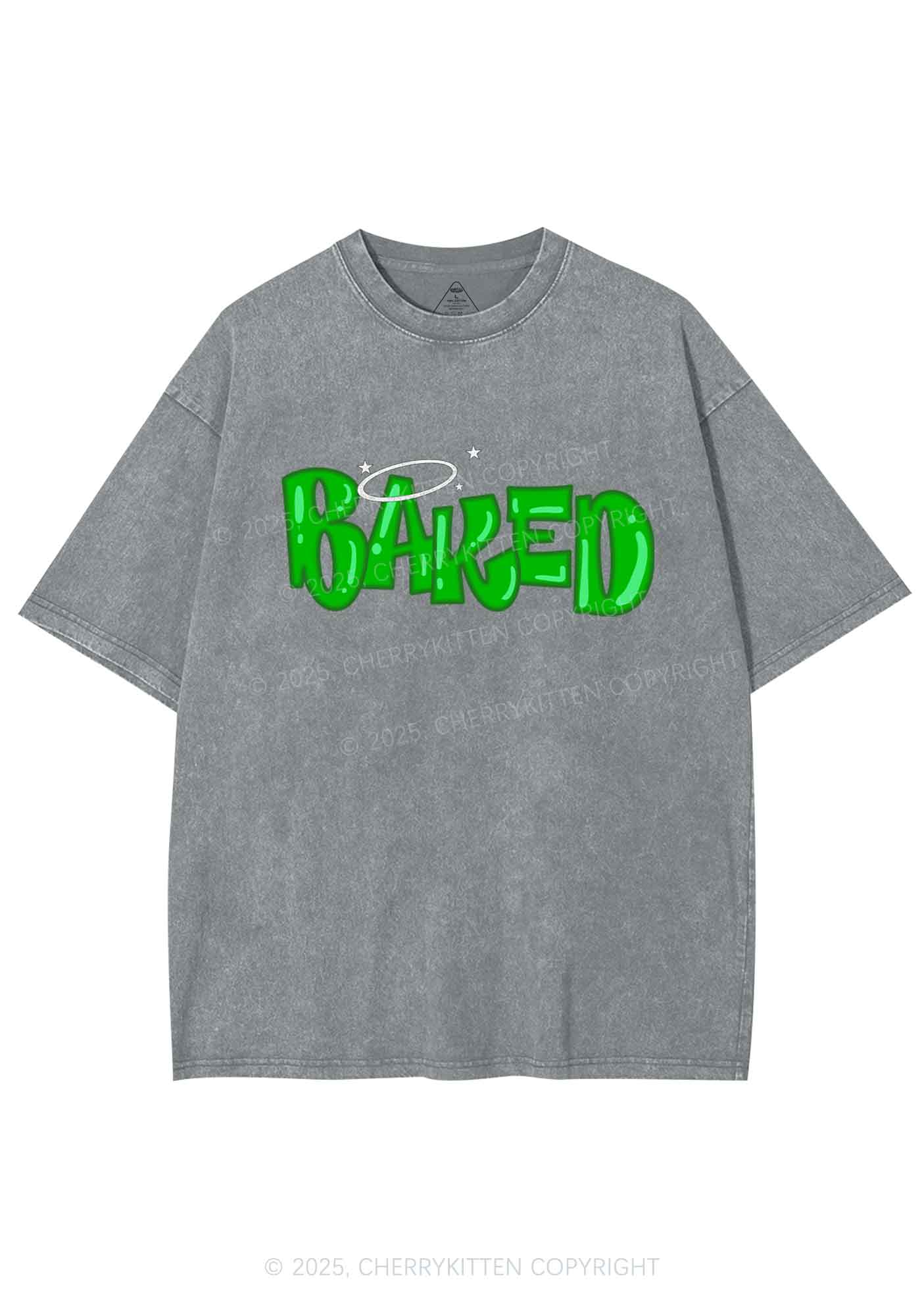 Green Baked Y2K Washed Tee Cherrykitten