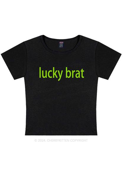 Lucky Brat St Patricks Y2K Baby Tee Cherrykitten