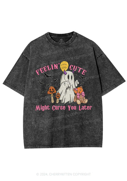 Halloween Feelin Cute Y2K Washed Tee Cherrykitten