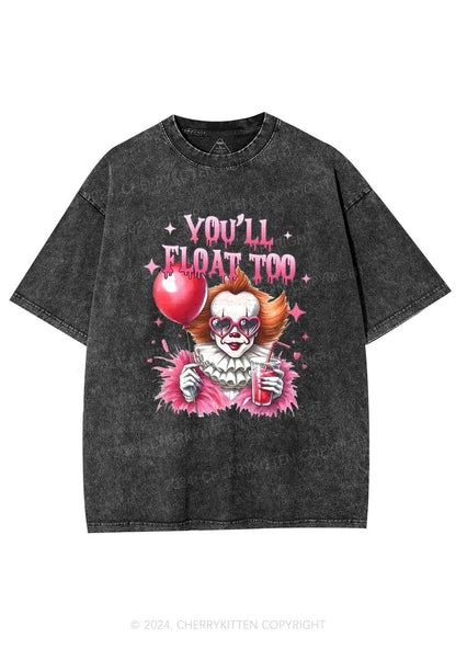 Halloween You Will Float Too Y2K Washed Tee Cherrykitten